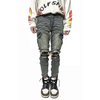 China High quality hot breathable hip-hop style denim jeans men's streetwear wholesale online wholesale HUNTX biker jeans for sale