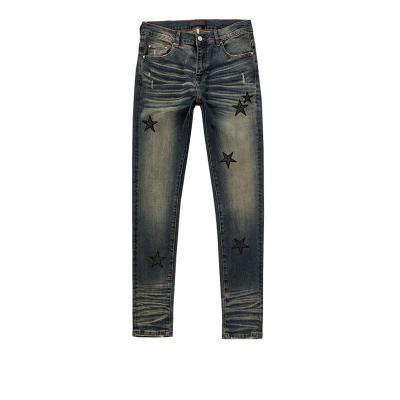 China Wholesale Custom HUNTW Wash Denim Skinny Jeans Mens Skinny Distressed Running Denim Lot Custom Made for sale