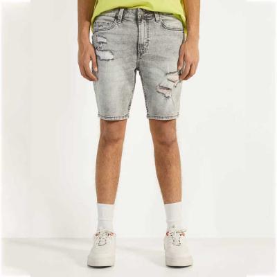 China HUNTW 2020 New Breathable Trend Denim Shorts Slim Fit Men Gray for sale