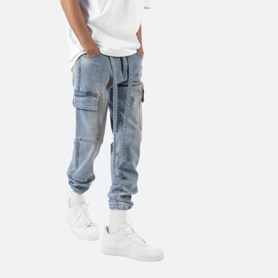 China Wholesale Fashion Slim Distressed Custom Made Men's Denim Wash Cargo HUNTW Breathable Jeans for sale