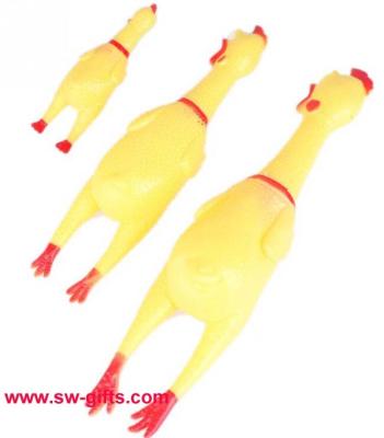 China New Yellow Screaming Rubber Chicken Shape Pet Dog Toy Squeak Squeaker Chew Gift 3 Sizes for sale