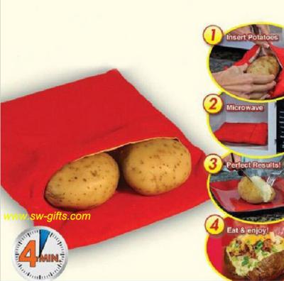 China NEW Red Washable Cooker Bag Baked Potato Microwave Cooking Potato Quick Fast cooks 4 potat for sale