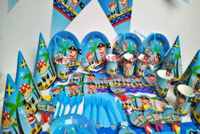 China Baby pirate party set supplies kids birthday suppliers boy child Decorations high quality luxury set wholesale for sale