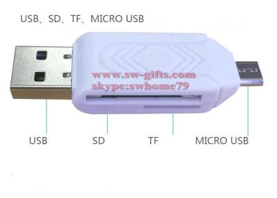 China 2 in 1 USB OTG Card Reader Universal Micro USB OTG TF/SD Card Reader Phone Extension Headers Micro USB OTG Adapter for sale