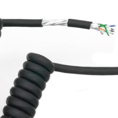 China Retractable Network Cat5e Coil RJ45 Expandable Cord 8P8C TPU Medical Spiral Cable Network FTP Patch Cable for sale