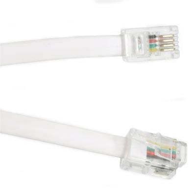 China White Line Wire 4C OEM RJ-11 26AWG Telephone Extension Cable Telephone Cable for sale