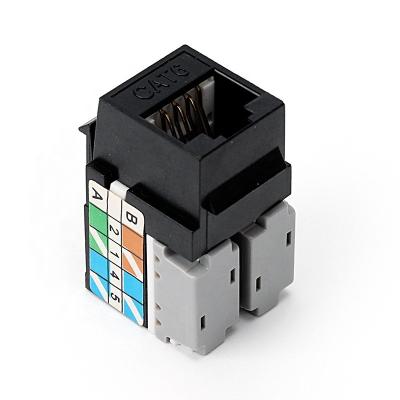 China Keystone telecommunication Cat6 UTP 8P8PC black jack rj45 connector for sale