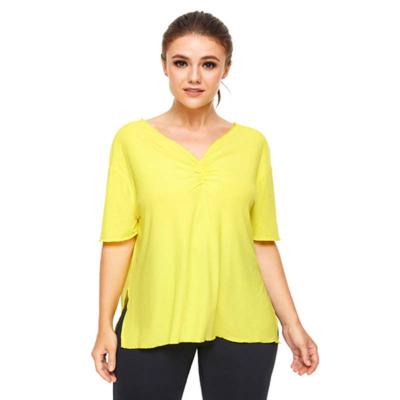 China 2021 Customs Mid Sleeve V-Neck Breathable Yoga Top Loose Plus Size Sportswear Women's Workout Clothes Top for sale