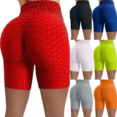 China Bubble Jacquard Sports Bubble Jacquard Sports High Waist Ladies Amazon Amazon Stretch Five Point Shorts Breathable Yoga Pants for sale