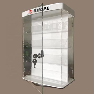 China Eco - Friendly Custom Revolving Countertop Acrylic Display Racks With Locked Door For Merchandise Retail for sale