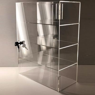 China Advertising Customized Clear 4 Layer Door Worktop Lockable Acrylic Display Racks For Retail for sale