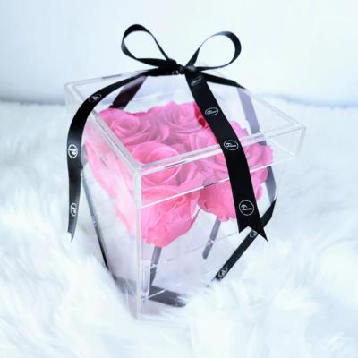 China Eco-friendly Handmade Clear Flower Rose Box For Flower Chocolate Acrylic 9 Hole Box Customized for sale