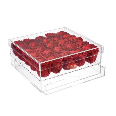 China SHOPE Eco-friendly Custom Large Rectangle Square Plexi Glass Acrylic Roses Flower Box For Gift Packing for sale