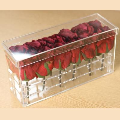 China Morden Luxury Large Clear Rectangle Acrylic Flower Packaging Box For Wedding Christmas Gift for sale