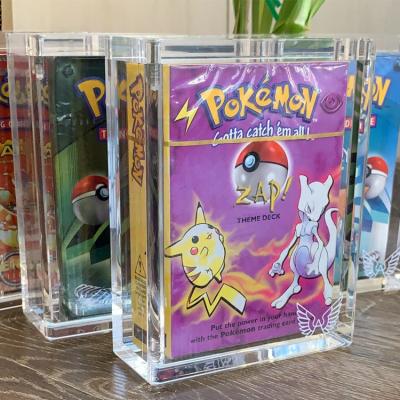 China Modern Custom Acrylic Card Collection Box Pokemon FACTORY SHOPE Magnet Lid Display Storage Clear Bottom Case for sale