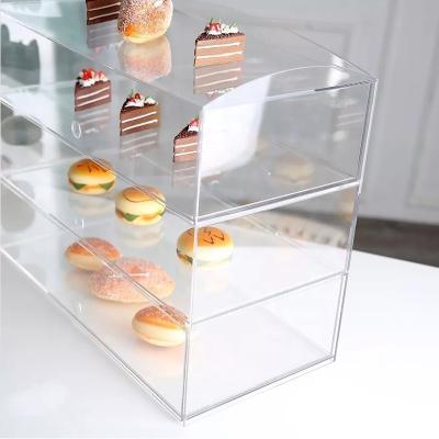 China OEM Acrylic Advertising Box For Burger Chocolate Cake Pastry Bakery Display for sale