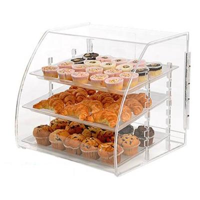 China 3 Outlet Eco-friendly Removable Tray Factory Bread Pastry Container Clear Acrylic Acrylic Display Rack For Sale for sale