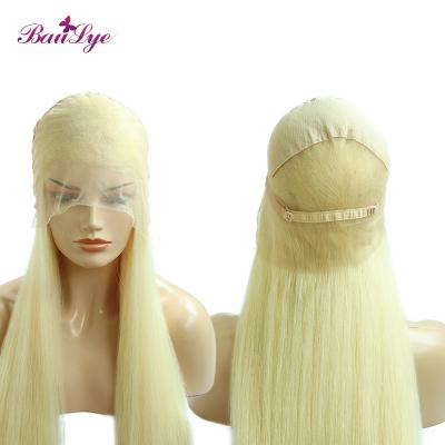 China European Straight Wave 613 Double Lace Mink Full Lace Wig Silky Straight Transparent Blonde Drawn Hair for sale