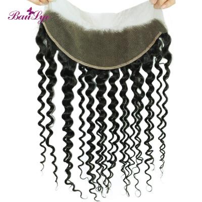 China Malaysian Virgin Deep Weave Cuticle Aligned Deep Wave Pre Pluckedlace 13x4 Headbands Frontal Closure for sale