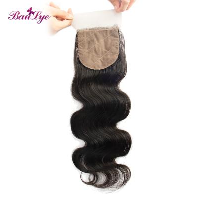 China European Lace Closures 100% Boby Wave Hair Base 4*4 Silk Front Closure Body Wave for sale