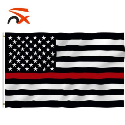 China 3x5ft FLYING Thin Red Line USA Patriotic Flag to Honor for sale