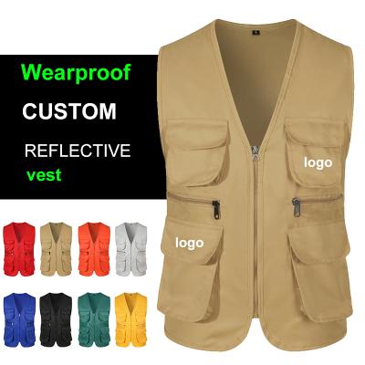 China Custom wholesale cheap sleeveless fisherman logo vest service vest printing anti-shrink for men for sale