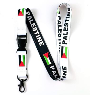 China Promotion Wholesale Palestine Flag Reversible Lanyard Keychain w/Quick Release Buckle & Metal Snap Clasp for sale