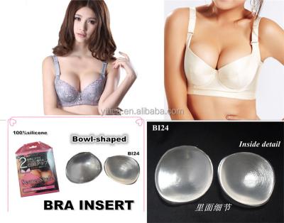 China Push up cup shaped silicone bra insert BI24 silicone gel bra insert pads breast lift enhancer lift padded bra insert for sale