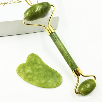 China Wrinkle Remover Amazon Hot Deal Jade Roller High Quality Massage Face Roller Gua Sha Set With Box for sale