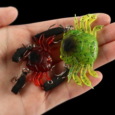 China Rubber Jigged Crab Bait 45mm 5.8g 70mm Sea Soft 13.7g Lure 3D Simulation Crab Bait Silicone Road Bait With Hook Sea Fishing Lures for sale