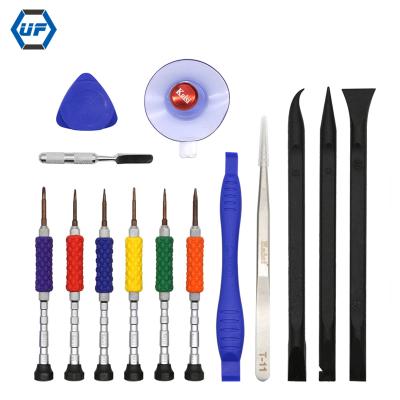 China Computer Tool Kit 12-in-1 Repair Tool Combination Tool Kit Gold Precise Screwdriver Metal Double Head Spudger for sale