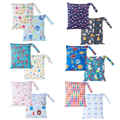 China Bounippy Factory Baby Cloth Diaper Bag 30*36cm Double Wet Waterproof Pouch Bag Reusable Diaper Bag for sale