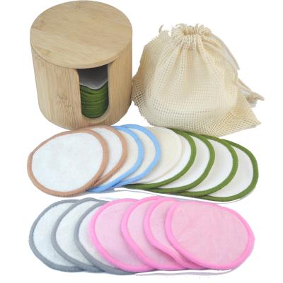 China Naturally Economical And Washable Reusable Bamboo Cleansing Cosmetic Cleansing Organic Antibacterial Makeup Pads Reusable Face Remover Pad for sale