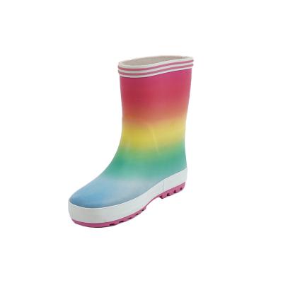 China Fashion Trend Cheap Price Model Girls Fun Colors Matte Adorable Fashionable Rain Shoes Boots Rainbow for sale