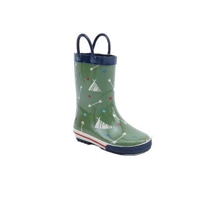 China Fashion Trend Best Easy Pull On Cool Baby Green Rain Boots Designer Kids Unisex Adorable Boys Grips for sale