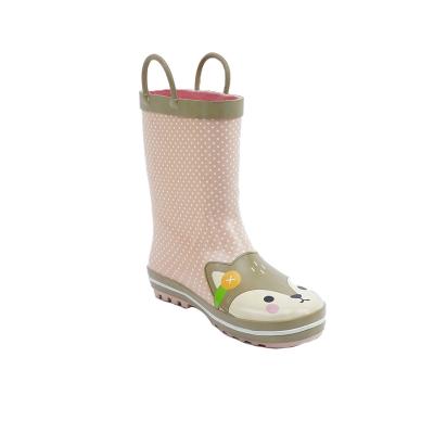 China Fashion Trend China Quality Manufacturer Easy Pull On Handles Fun Patterns Colors Cute Girl Children's Squirrel Cartoon Rubber Rain Boots for sale