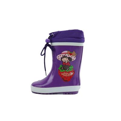 China Cheap Purple Elastic Wedge Winter Fashion Trend Fashion Trend Wadding Child Mouth Child Rain Boots Warm Waterproof Snow for sale