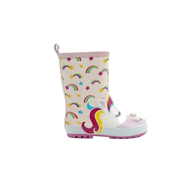 China Fashion Trend Reputation Camping School Play Rainbow Unicorn Girl Cute Matte Waterproof Rain Shoes Trustworthy Children for sale