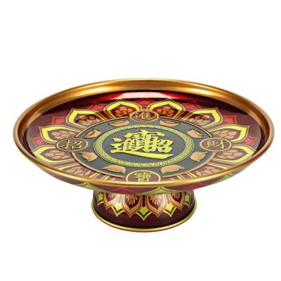 China Food China Manufacture Custom Large Round Shaped Metal Tin Tray Bar Restaurant Custom Serving Tray for sale