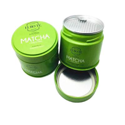 China New stype 60x60mm matcha tea canister canister matcha package metal recyclable box for 30g volume for sale