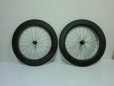 China 700C 86mm Carbon Clincher Wheelset Tubular Bike Wheels of 20 - 24 Holes for sale