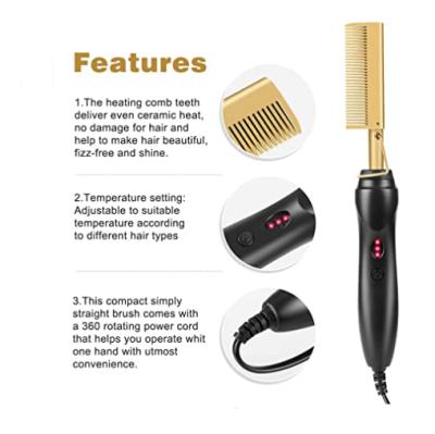 China African Popular Salon Brush 0038 Market Electric Hot Comb Straightening Hot Flat Hair Comb Straighten Your Beard Comb for sale