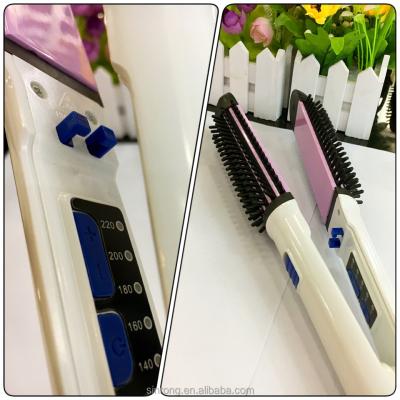 China Comb + Hair Straightener+massage brush 2 in 1 salon hair straightner ceramic hair curler 828 for sale