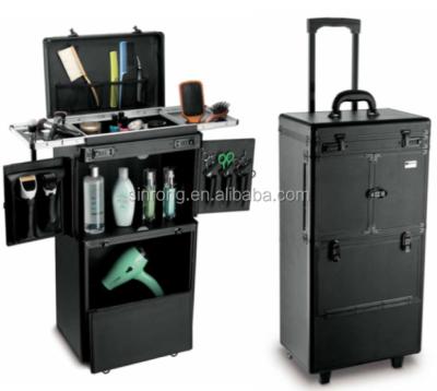 China Salon Aluminum Tool Case With Leather And Aluminum Tool Trolley Case for sale