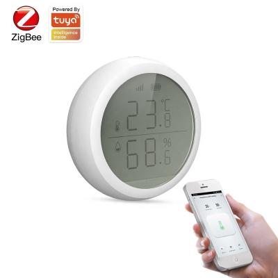 China When temperature or humidity too low or high will alarming Smart Greenhouse Tuya Zigbee Wireless Air Temperature Humidity Monitor Detector Sensor with display screen for sale