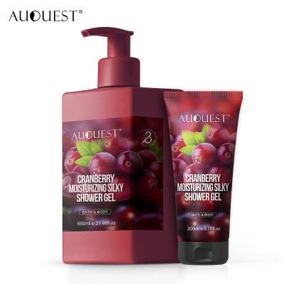 China Private Label Cranberry Oil Natural Organic Skin Whitening Brightening and Moisturizing Body Wash Liquid Soap Bath and Body Shower Gel for sale