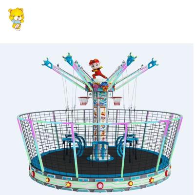 China Fiberglass Amusement Equipment Kids Basketball Game Mini Carousel Trampoline Kid Adult Bungee And Slam Dunk for sale