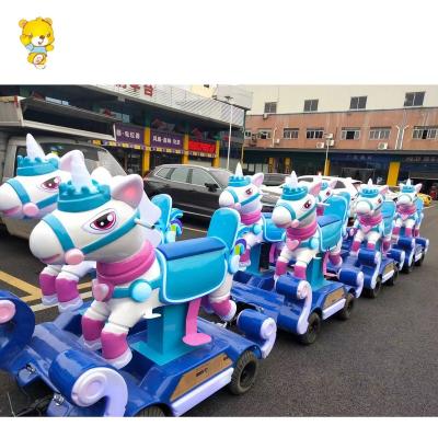 China Fiberglass Outdoor Public Playground Family Train Happy Kids Ride Electric Outdoor Trackless Train Amusement Park Train for sale