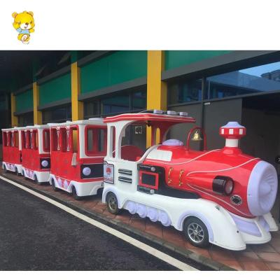 China Trackless Amusements Retro Fiberglass Outdoor Playground Ultra Large Public Train Rides Road Train For Sale for sale