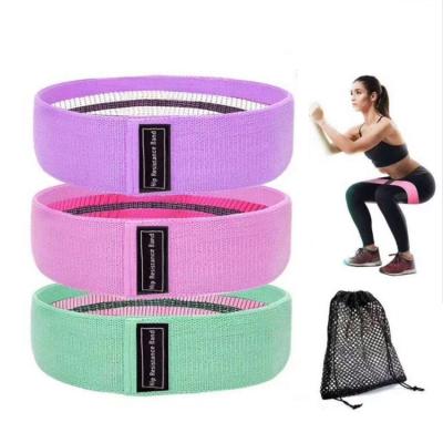 China Wholesale Custom Fitness Elastic Yoga Workout Anti Level Workout Fitness Body Logo 3 Slip Cotton Cloth Loop Bands Hip Booty Bands Resistance Bands for sale